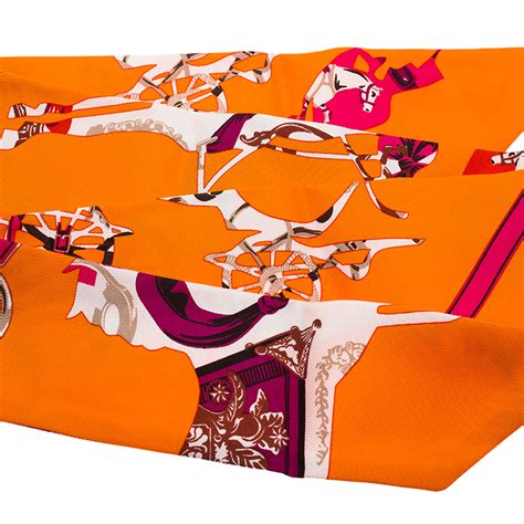 hermes orange horse scarf